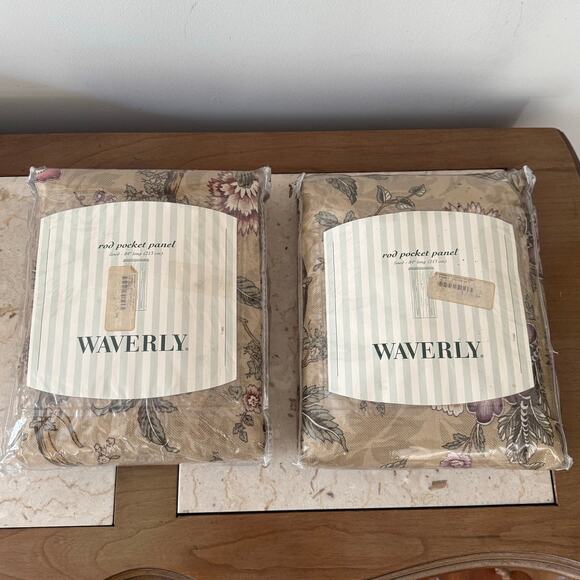 NWT Waverly Drapery Rod Pocket Panel 52 x 84 Mandalay Camel Botanicals Lined - Picture 9 of 9